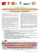1er mai : tous en manifestation à Tours, à 10h, place de la Liberté